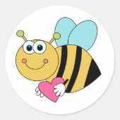 Cute Animated Valentijnsdag Bee Ronde Sticker (Voorkant)