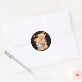 Cute Animated Valentijnsdag Hugging Teddy Bears Ronde Sticker (Envelop)