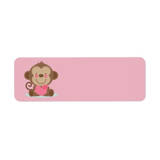 Cute Animated Valentijnsdag Monkey Etiket (Voorkant)