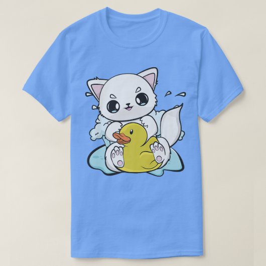Cute Anime Arctic Fo met Gele Duck T-shirt (Design voorkant)