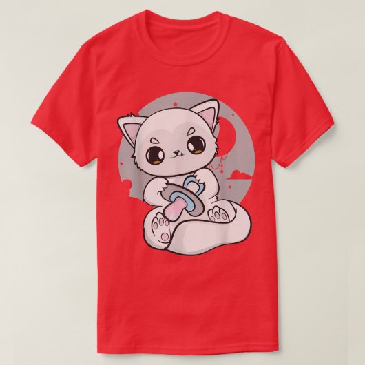 Cute Anime Arctic Fo met Soother en Kawaii Moon T-shirt (Design voorkant)