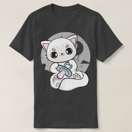 Cute Anime Arctic Fox With Soother And Kawaii Moon T-shirt (Design voorkant)