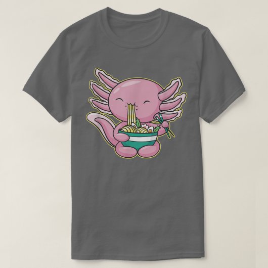 Cute Anime Axolotl Feeds Noodle Ramen Soup T-shirt (Design voorkant)