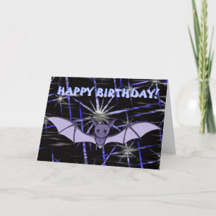 Cute Anime Baby Bat Koumori Birthday (Night Sky) Kaart