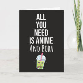 Cute Anime Boba Cards Bubble Tea Kaiwaii Otaku Kaart
