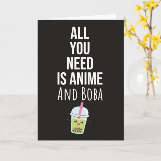 Cute Anime Boba Cards Bubble Tea Kaiwaii Otaku Kaart (Gele Bloem)