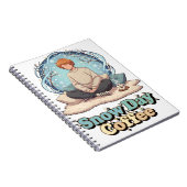 Cute Anime Boy Drinking Coffee in Winter Notitieboek (Rechterzijde)