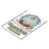 Cute Anime Boy Drinking Coffee in Winter Notitieboek (Linkerzijde)