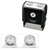 Cute Anime Boy Drinking Coffee in Winter Zelfinktende Stempel (In situ)