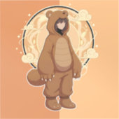 Cute Anime Boy in Bear Sticker (Voorkant)