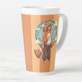 Cute Anime Boy in Clownfish Costume drinking Coffe Latte Mok (Rechterhoek)