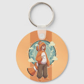 Cute Anime Boy in Clownfish Costume drinking Coffe Sleutelhanger (Voorkant)