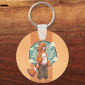 Cute Anime Boy in Clownfish Costume drinking Coffe Sleutelhanger (Voorkant)