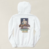 Cute Anime Boy Running in the City with Coffee Hoodie (Design achterkant)