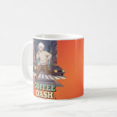 Cute Anime Boy Running in the City with Coffee Koffiemok (Voorkant links)