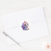 Cute Anime Cartoon Unicorn Vierkante Sticker (Envelop)