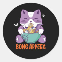 Cute Anime Cat Eat Ramen Bon Appetite Halloween