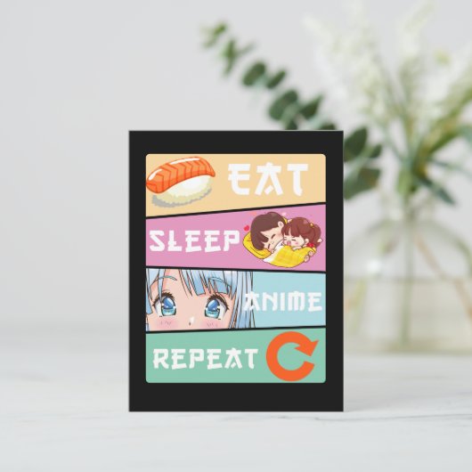 Cute Anime die naar Girl Japan Comic Manga Anime k Briefkaart (Staand voorkant)