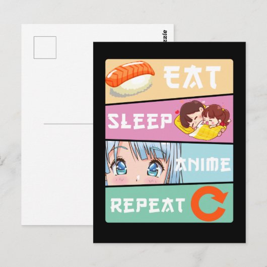 Cute Anime die naar Girl Japan Comic Manga Anime k Briefkaart (Voorkant / Achterkant)