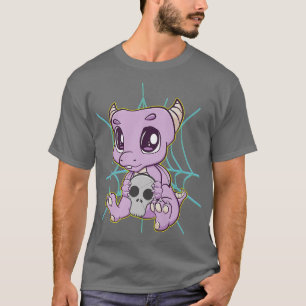 Cute Anime Dino Holding Kawaii Horror Speelgoed fo T-shirt