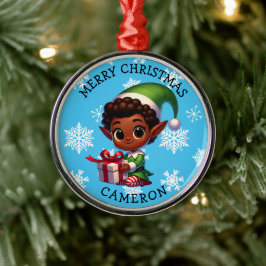 Cute Anime Elf of Color Personalized Christmas Metalen Ornament