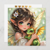 Cute Anime Fairy and Chibi Dragon (Voorkant / Achterkant)