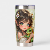 Cute Anime Fairy and Chibi Dragon  Geïsoleerde Drinkbeker (Voorkant)