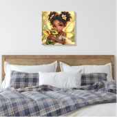Cute Anime Fairy Girl and Chibi Dragon Canvas Afdruk (Insitu (Slaapkamer))