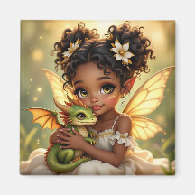 Cute Anime Fairy Girl and Chibi Dragon