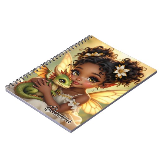 Cute Anime Fairy Girl and Chibi Dragon Notitieboek (Linkerzijde)