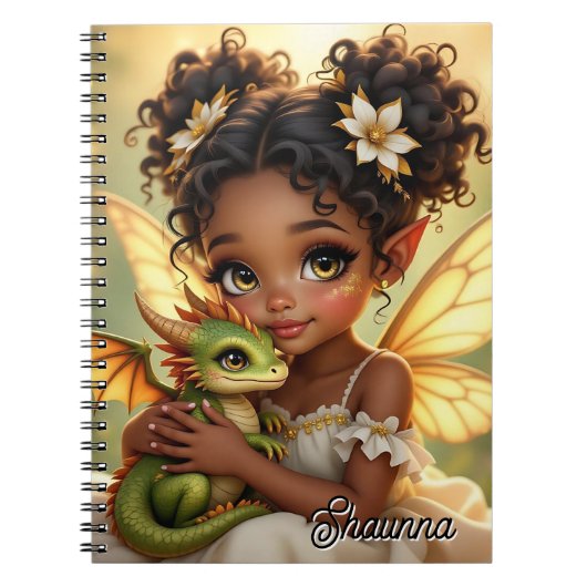 Cute Anime Fairy Girl and Chibi Dragon Notitieboek (Voorkant)