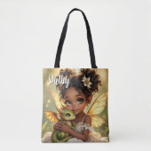 Cute Anime Fairy Girl and Chibi Dragon Tote Bag (Voorkant)