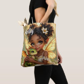 Cute Anime Fairy Girl and Chibi Dragon Tote Bag (Dichtbij)