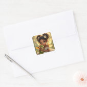 Cute Anime Fairy Girl and Chibi Dragon Vierkante Sticker (Envelop)