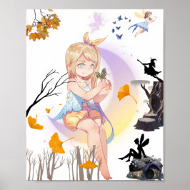 Cute Anime Feeënprinses Muur Kunst Poster