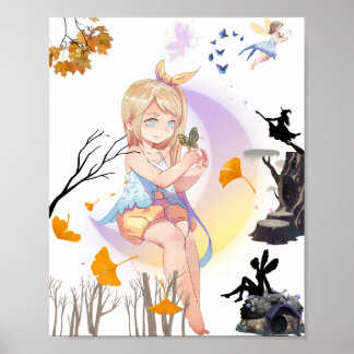 Cute Anime Feeënprinses Muur Kunst Poster