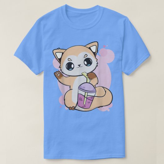 Cute Anime Fo met Boba voor bubbelthee Lover 531 T-shirt (Design voorkant)