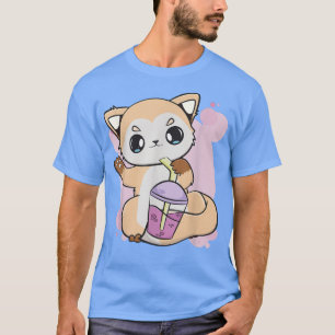 Cute Anime Fo met Boba voor bubbelthee Lover 531 T-shirt