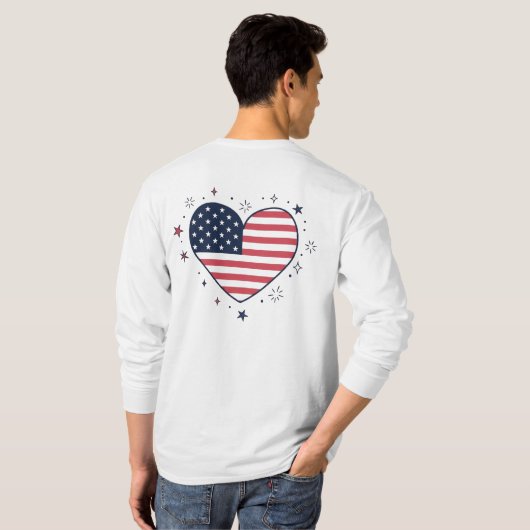 Cute Anime Girl 4th of July - USA Heart & Sparkler T-shirt (Achterkant volledig)