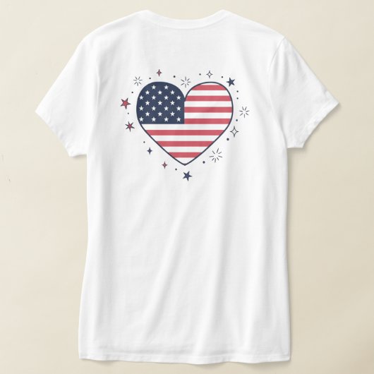 Cute Anime Girl 4th of July - USA Heart & Sparkler T-shirt (Laag Achter)