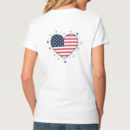 Cute Anime Girl 4th of July - USA Heart & Sparkler T-shirt (Achterkant)