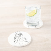 Cute Anime Girl, Black Zandsteen Onderzetter (Zijkant)