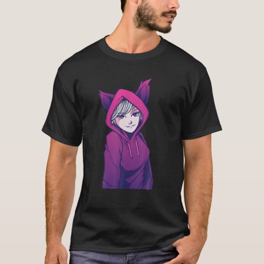 Cute Anime Girl - Fox Ears - Otaku - Japanse cultu T-shirt (Voorkant)