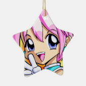 Cute Anime Girl Keramisch Ornament (Rechts)