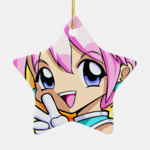 Cute Anime Girl Keramisch Ornament