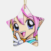 Cute Anime Girl Keramisch Ornament (Links)