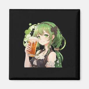 Cute Anime Girl Luckier St Patrick's Day Kawaii Lo Magneet