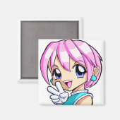 Cute Anime Girl Magneet (Voorkant / Achterkant)