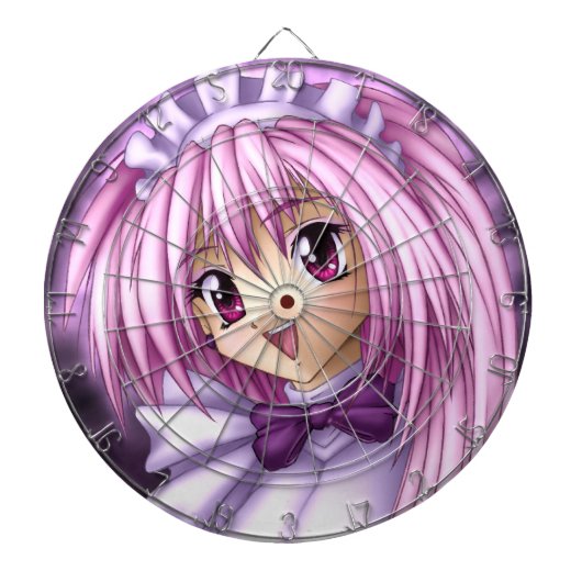 Cute Anime Girl Maid Dartbord (Voorkant)