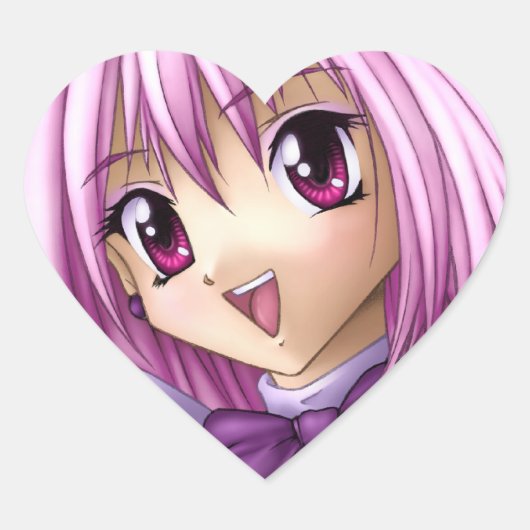 Cute Anime Girl Maid Hart Sticker (Voorkant)